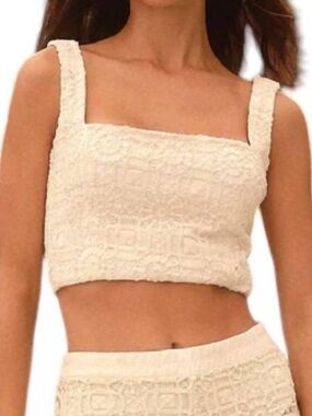 NEW AGUA BENDITA kosia jardim crop top in nude size medium women’s